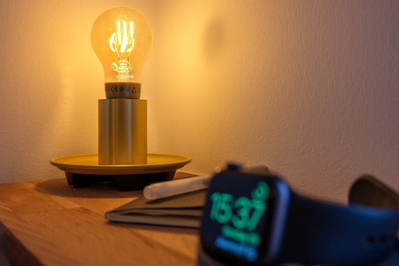 IKEA Trådfri lightbulb with LED filament that we use on our nightstands
