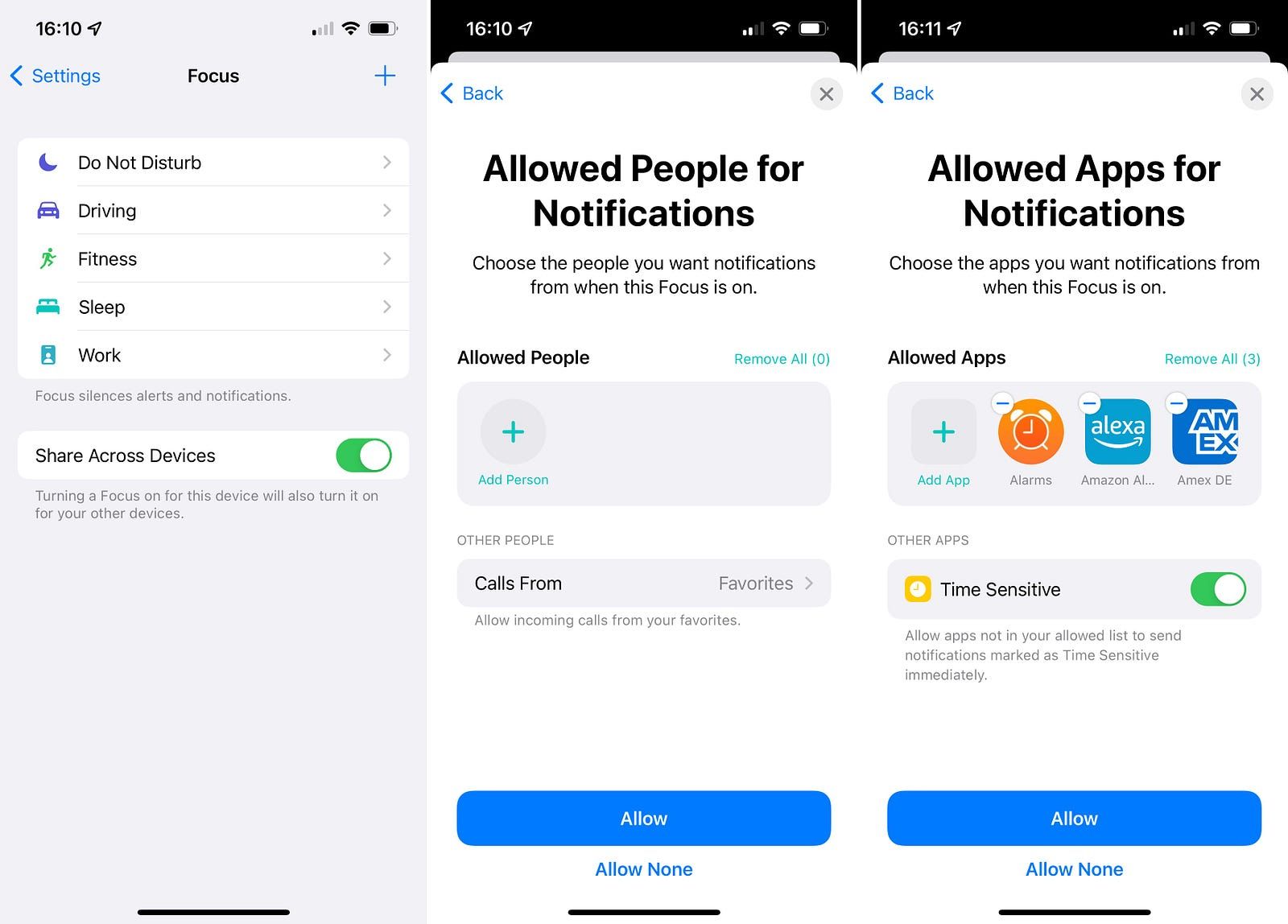 Setting up a Focus mode on iOS 15