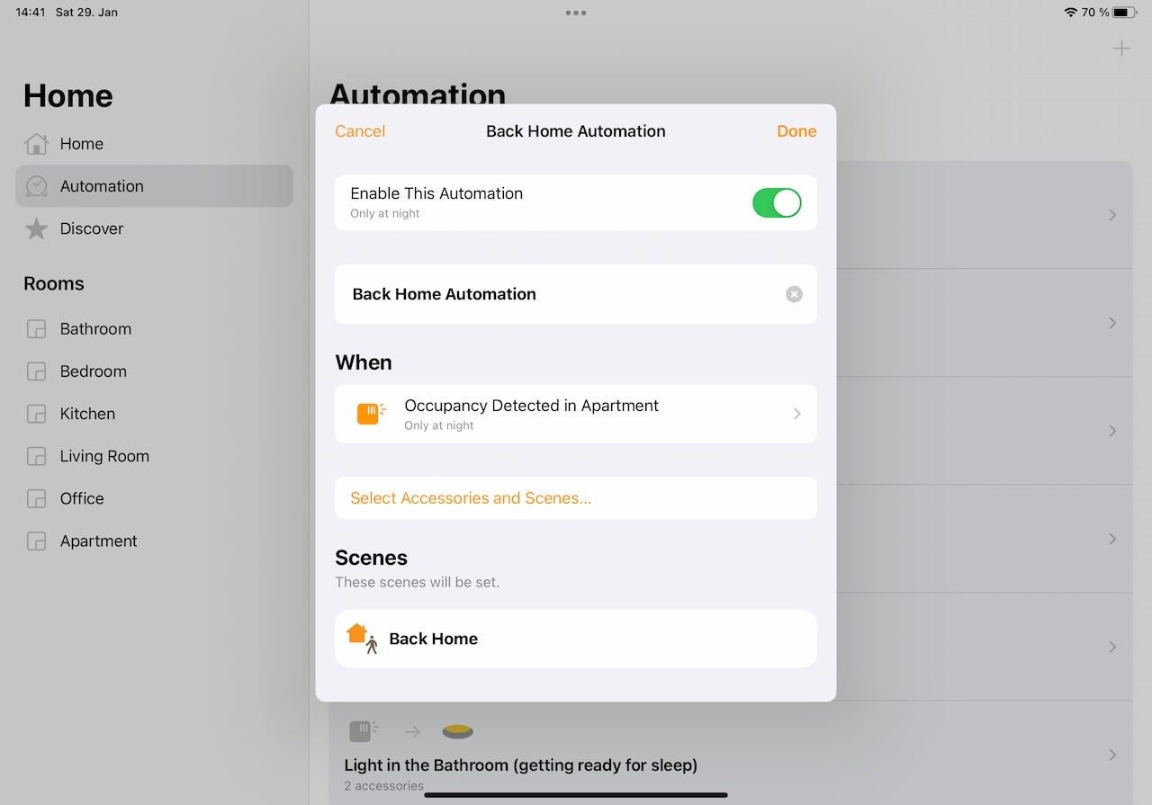 Automation using homebridge-people virtual sensors