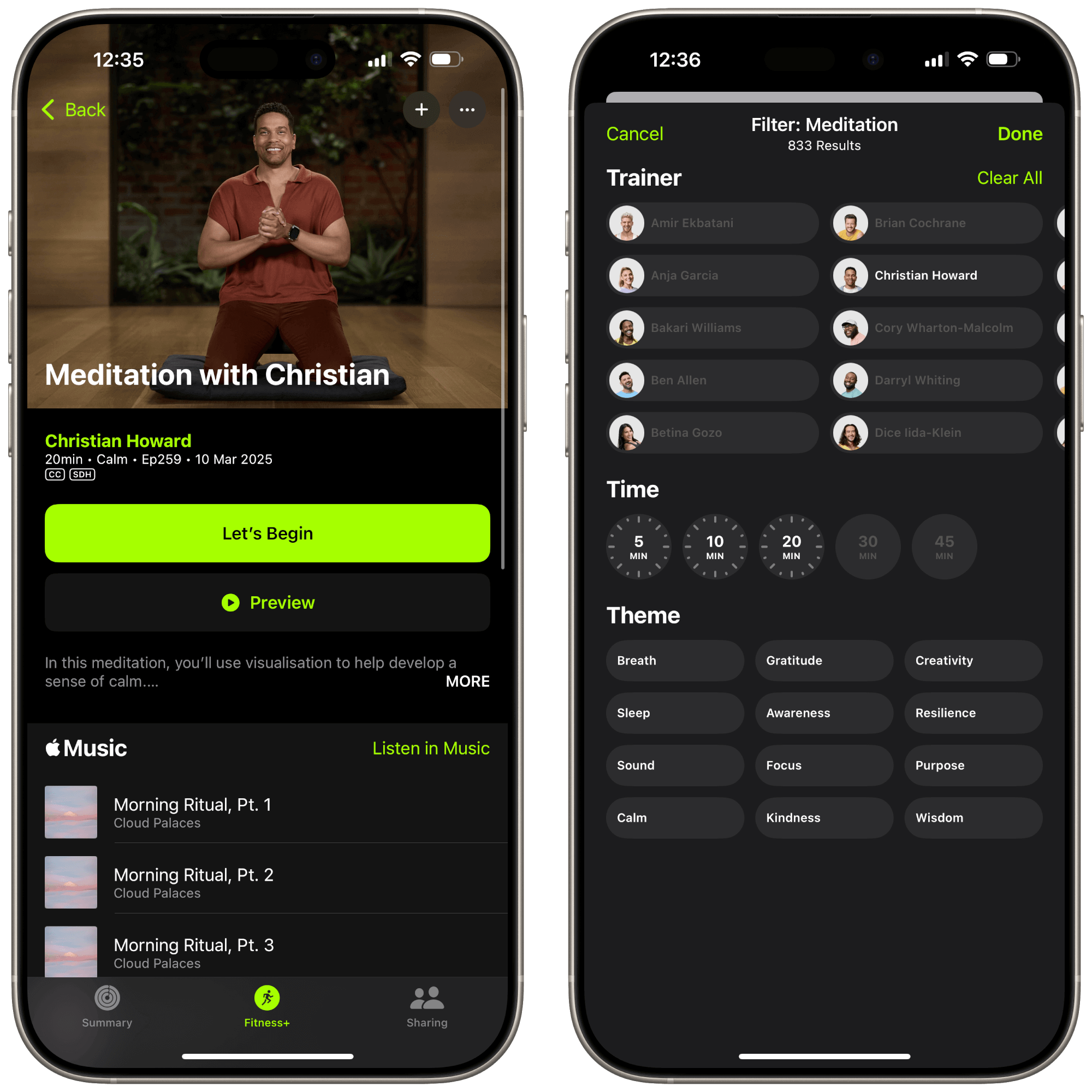 apple fitness plus meditations