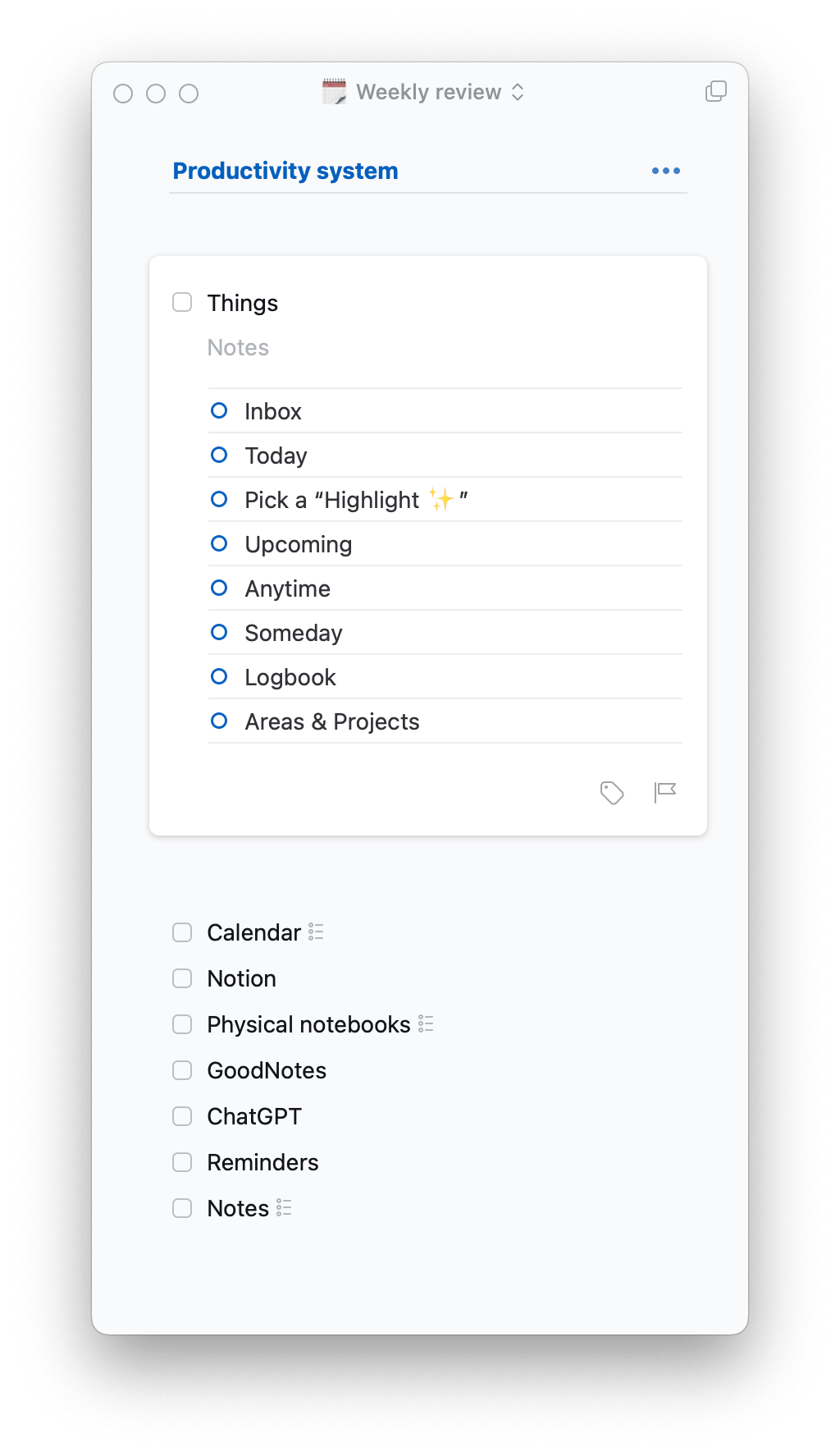 things 3 weekly review