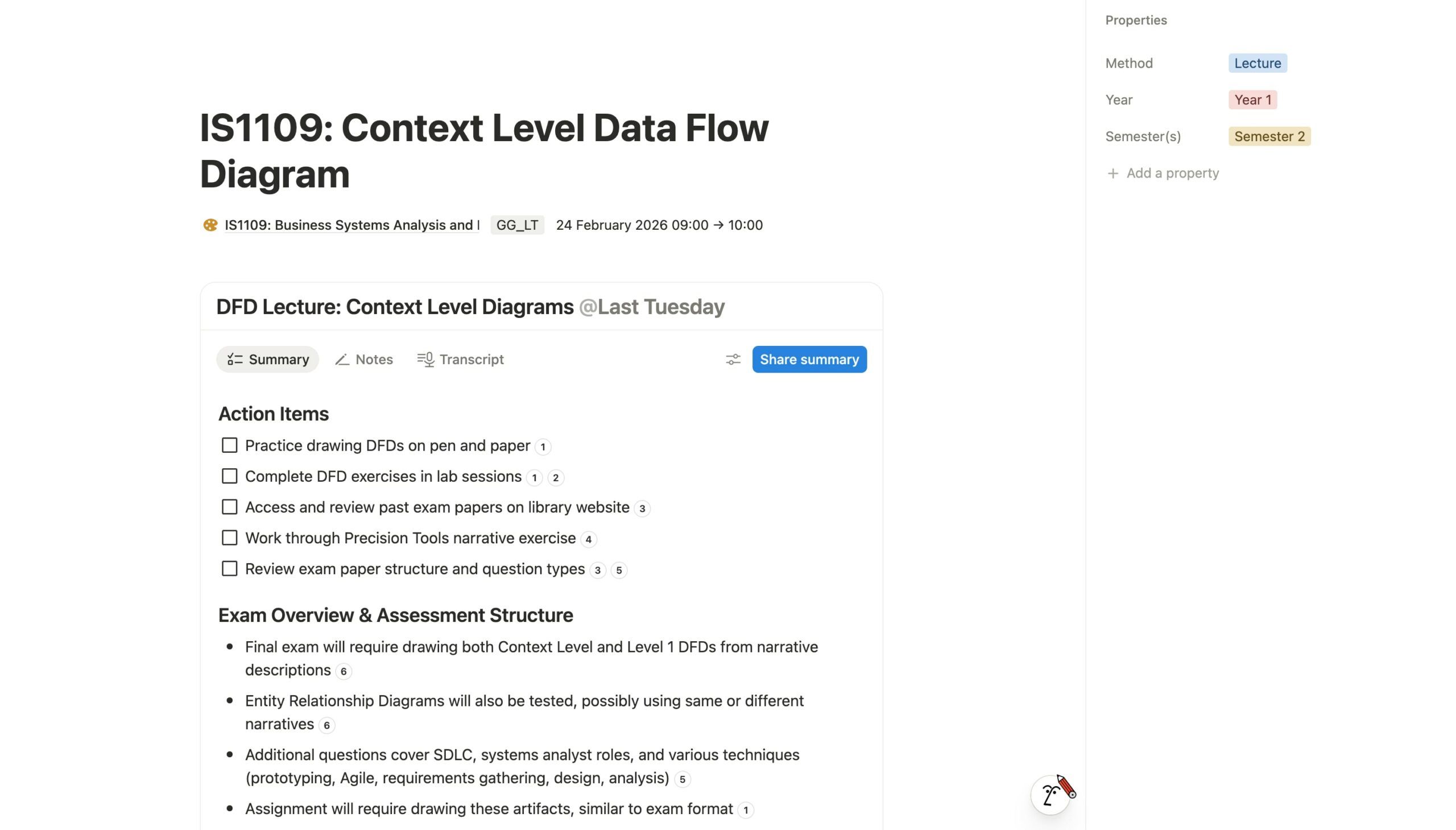 notion university dashboard template schedule notes