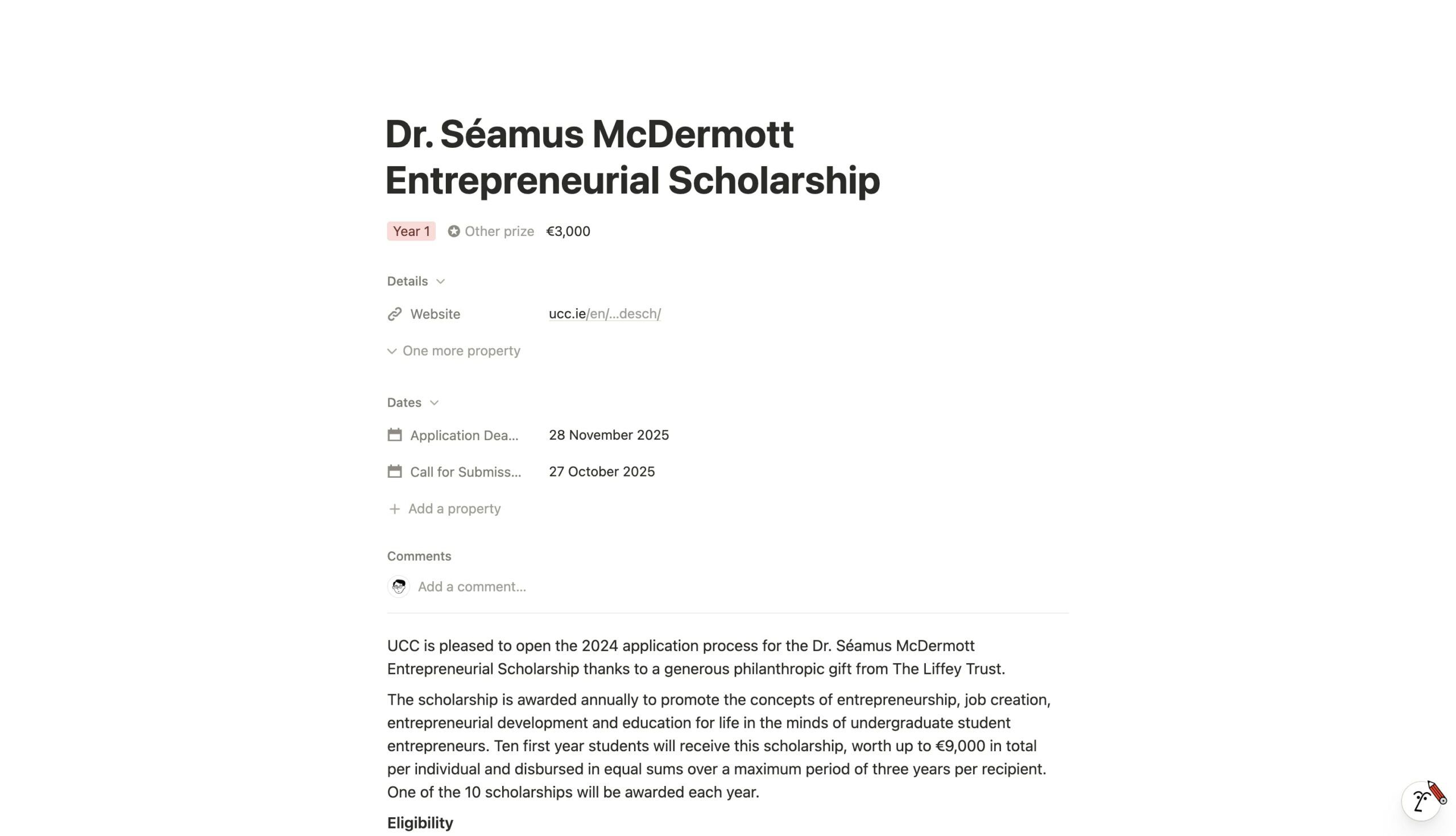 notion university dashboard template scholarship