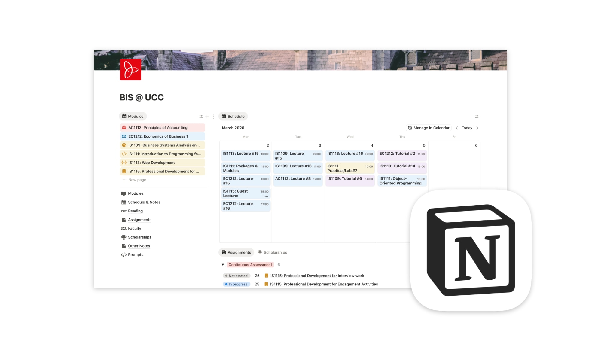 notion university dashboard template cover image